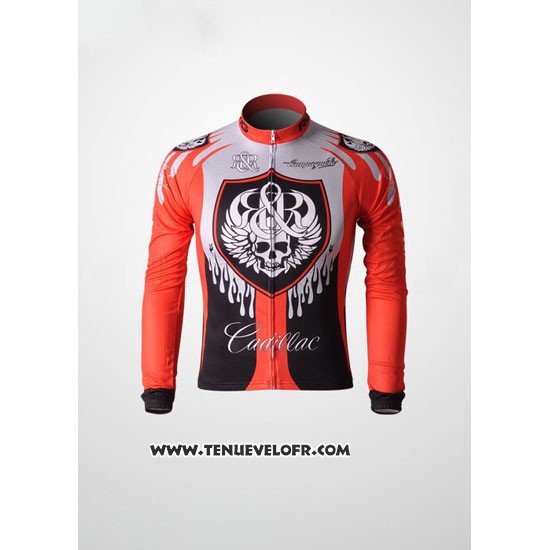 2010 Maillot Ciclismo Rock Racing Rouge et Bleu Clair Manches Longues et Cuissard